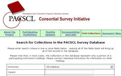 image of survey database homepage