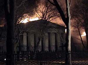 naval Home in flames